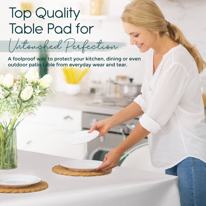 tablecloths by design - Quality Table Pad Protector, Superior Protection from Spills, Scratches & Heat - Reusable Vinyl Table Cloth with Cushion Flannel Backing (126" L x 54" W) - Image 2